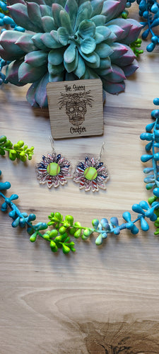 Acrylic sunflower  softball earrings