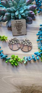 Wooden leopard baseball earrings