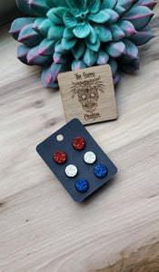 Red white and blue 12mm posts sets