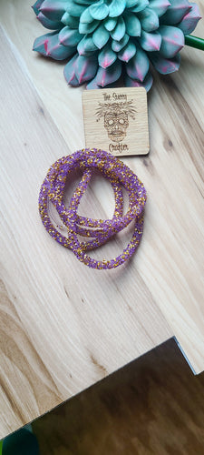 Dark purple and gold chunky rhinestone rope