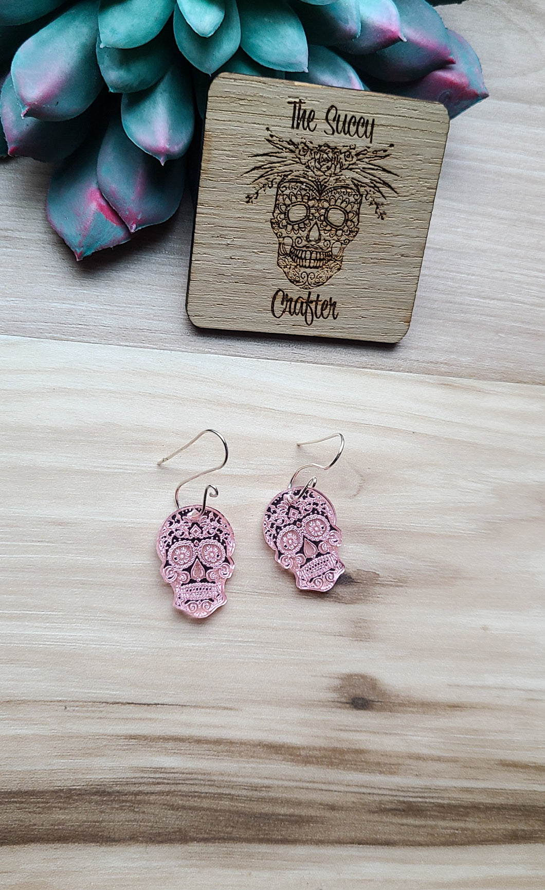 Acrylic rose gold skull