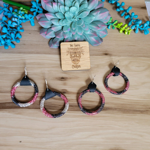 Red and black dangle hoops