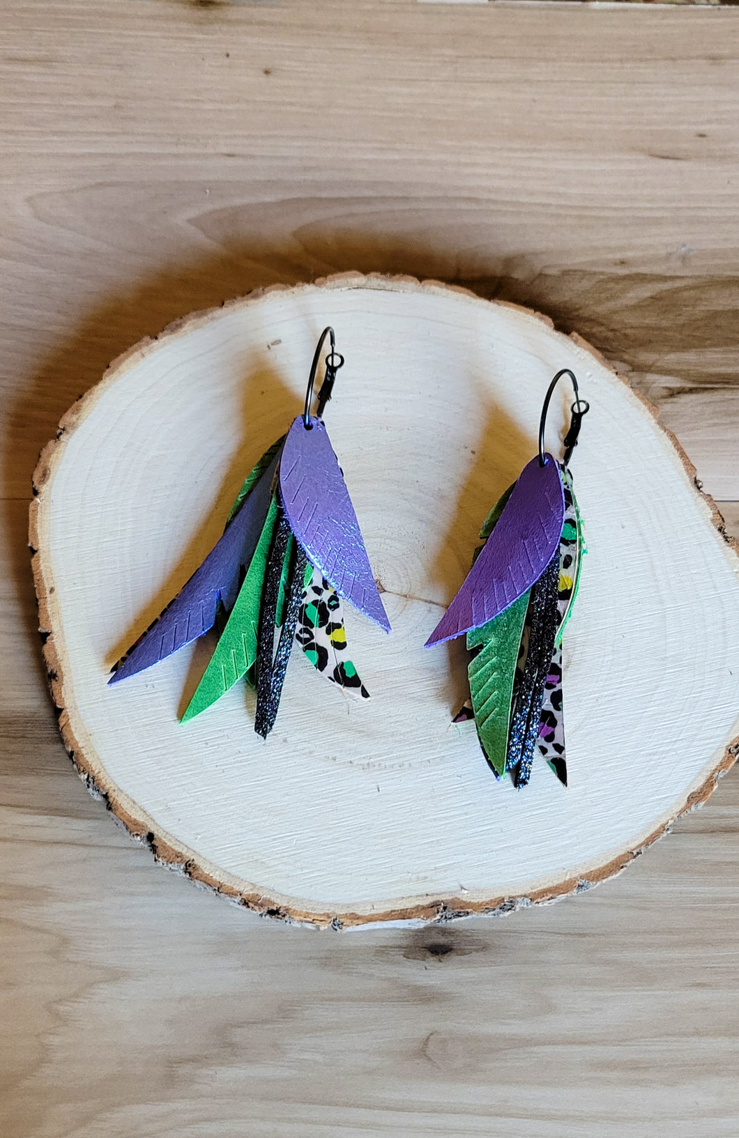 Leopard Mardi gras Hoop feathers