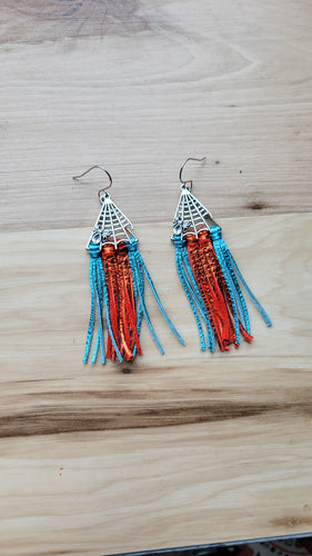 Orange & blue metallic spider fringe