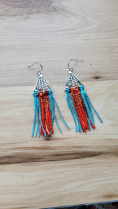 Orange & blue metallic spider fringe