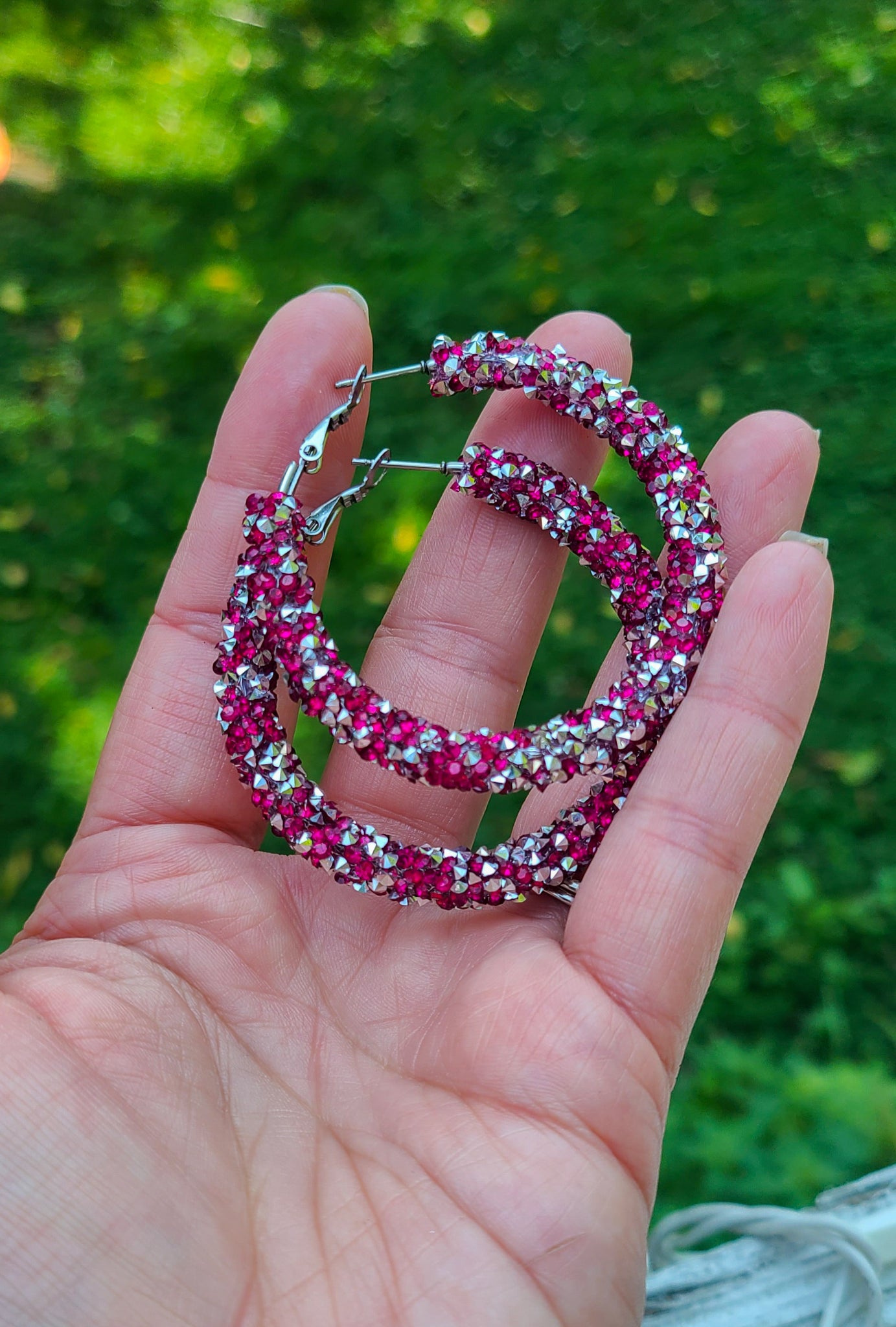 Fuchsia and silver chunky rhinestone rope – The-Succy-Crafter