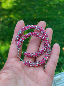 Magenta and silver chunky rhinestone rope