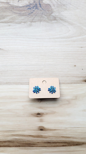 Holographic blue spider post earrings