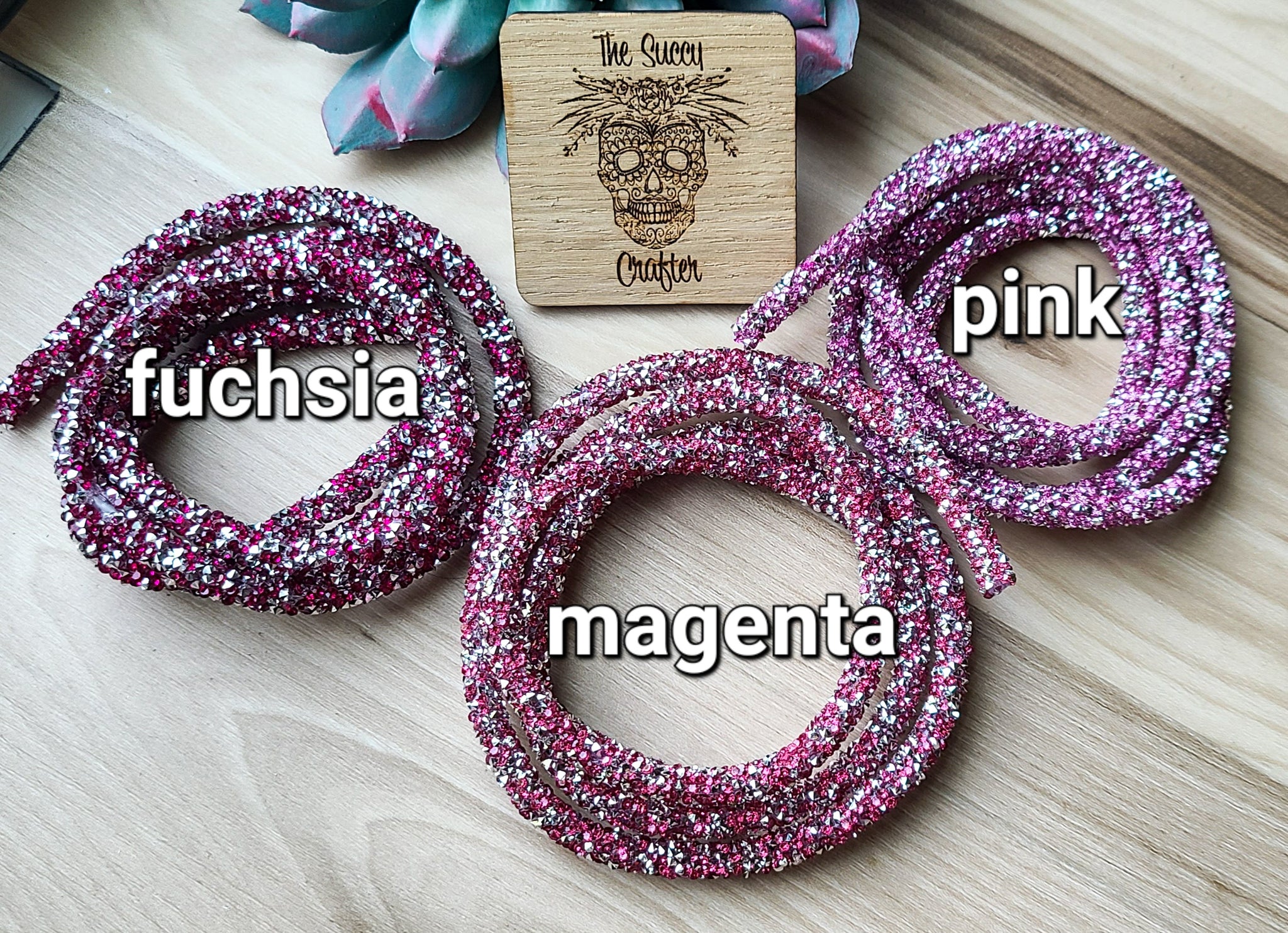 Fuchsia and silver chunky rhinestone rope – The-Succy-Crafter
