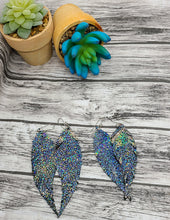 Load image into Gallery viewer, Black Iridescent metallic sparkle maven feathers(real leather)