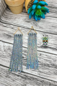 Silver sparkle triangle fringe