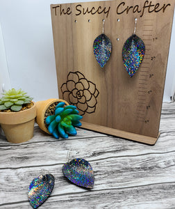 Black sparkle pinched petals (real leather)
