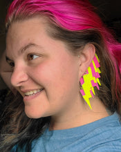 Load image into Gallery viewer, Ear cuff with neon lightning bolts
