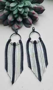 white and sparkle black fringe