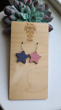 Load image into Gallery viewer, Patriotic printed wood earrings