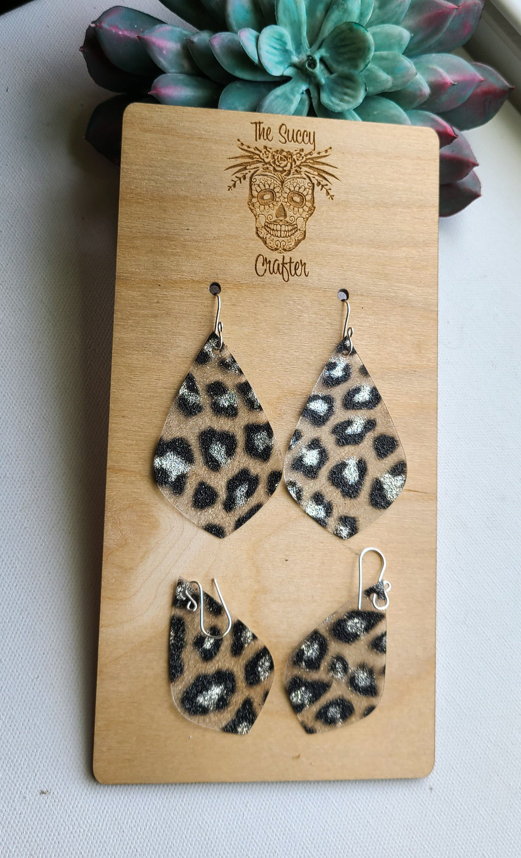 Black and silver leopard chandelier teardrop