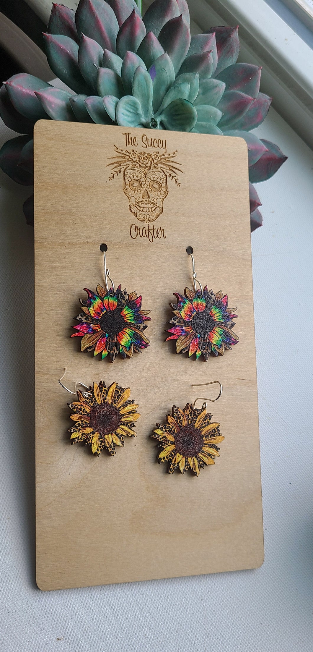 Wooden sunflowers