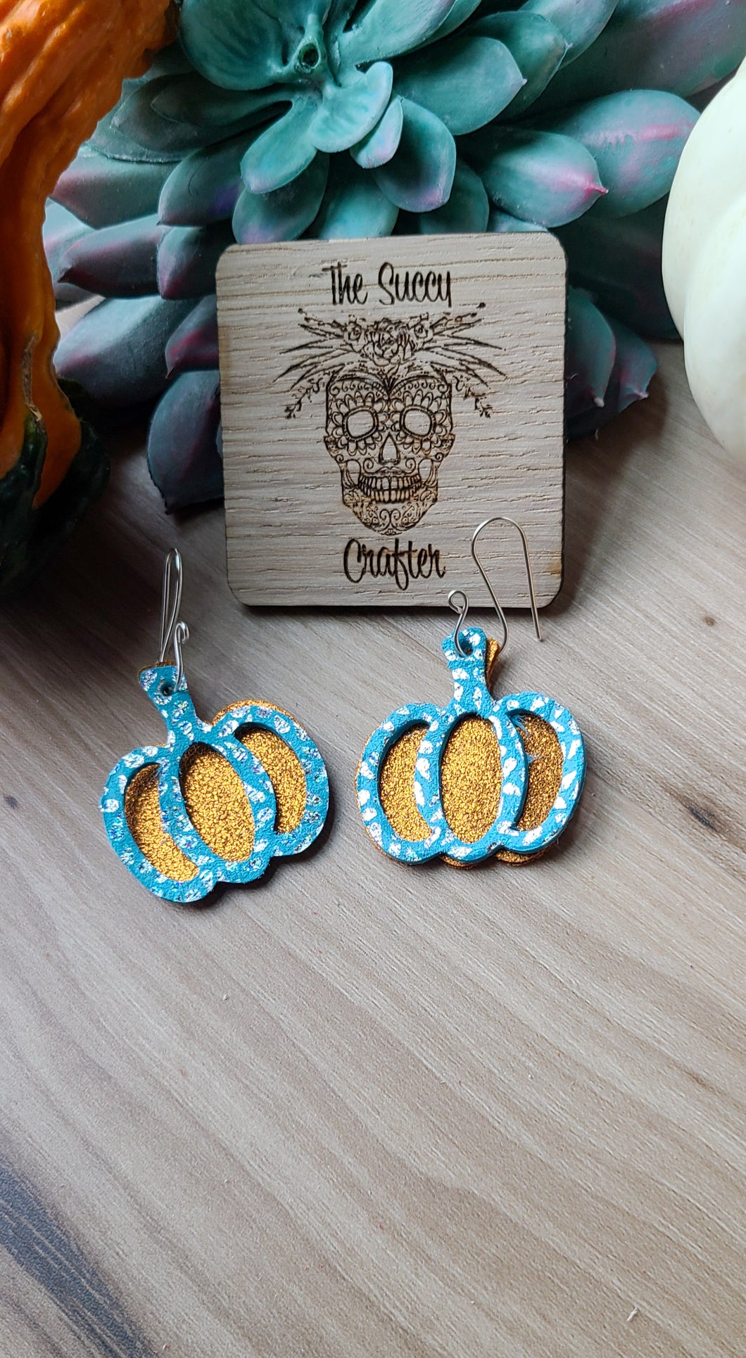 Orange and turquoise Double layer pumpkins