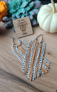 Tan and cream spotted fringe (real leather)