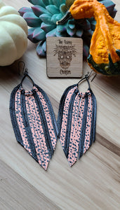 Black and coral spotted fringe (real leather)