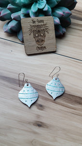 Hand painted green and silver ornaments