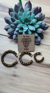 Black and gold rhinestone hoops