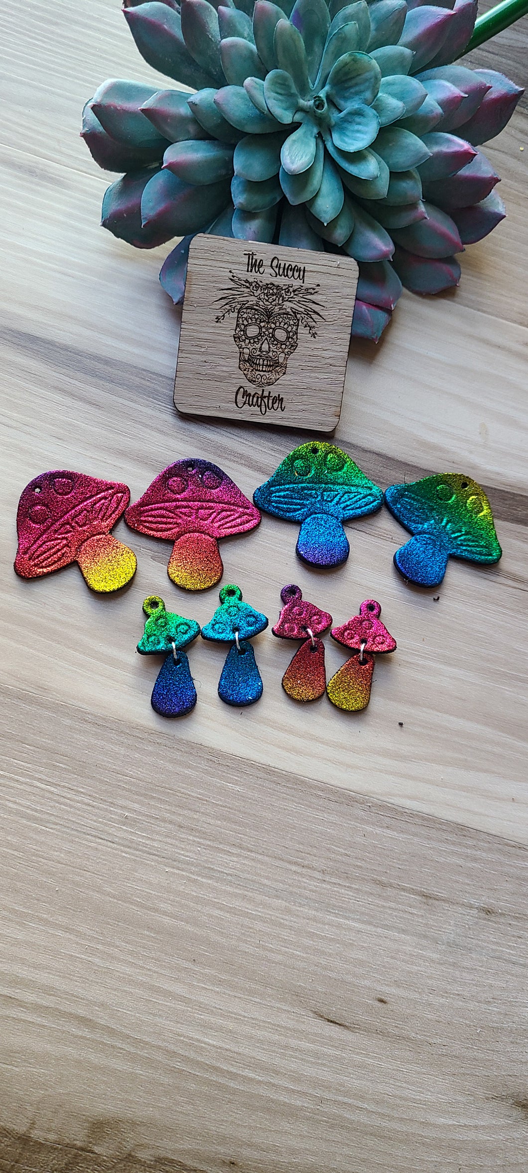 Rainbow glitter mushrooms