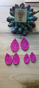 Neon purple glitter teardrop