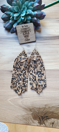 Leopard woven fringe on wood connectors